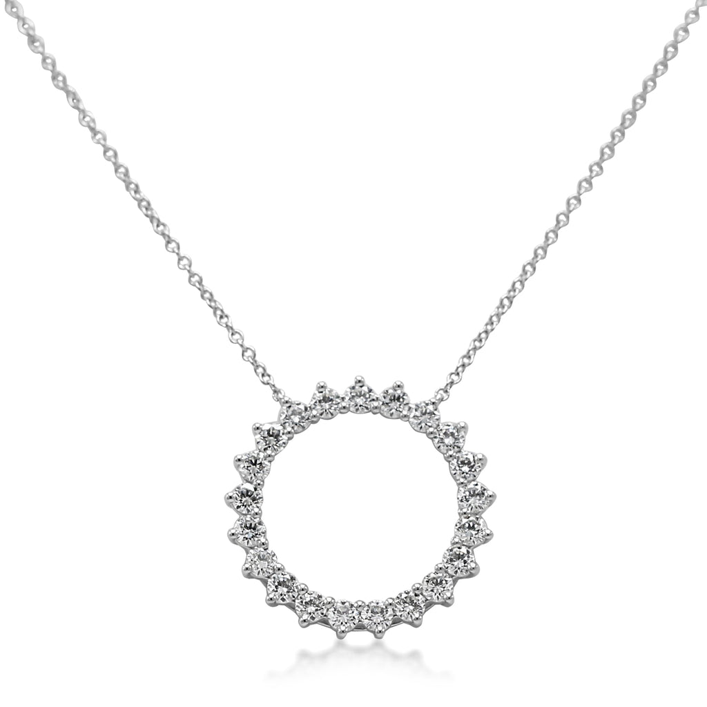 used Tiffany Platinum Diamond Set Open Circle Pendant On Chain