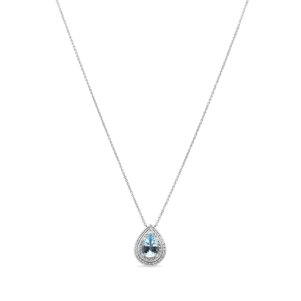 used Tiffany Soleste Aquamarine & Diamond Pendant On Necklace