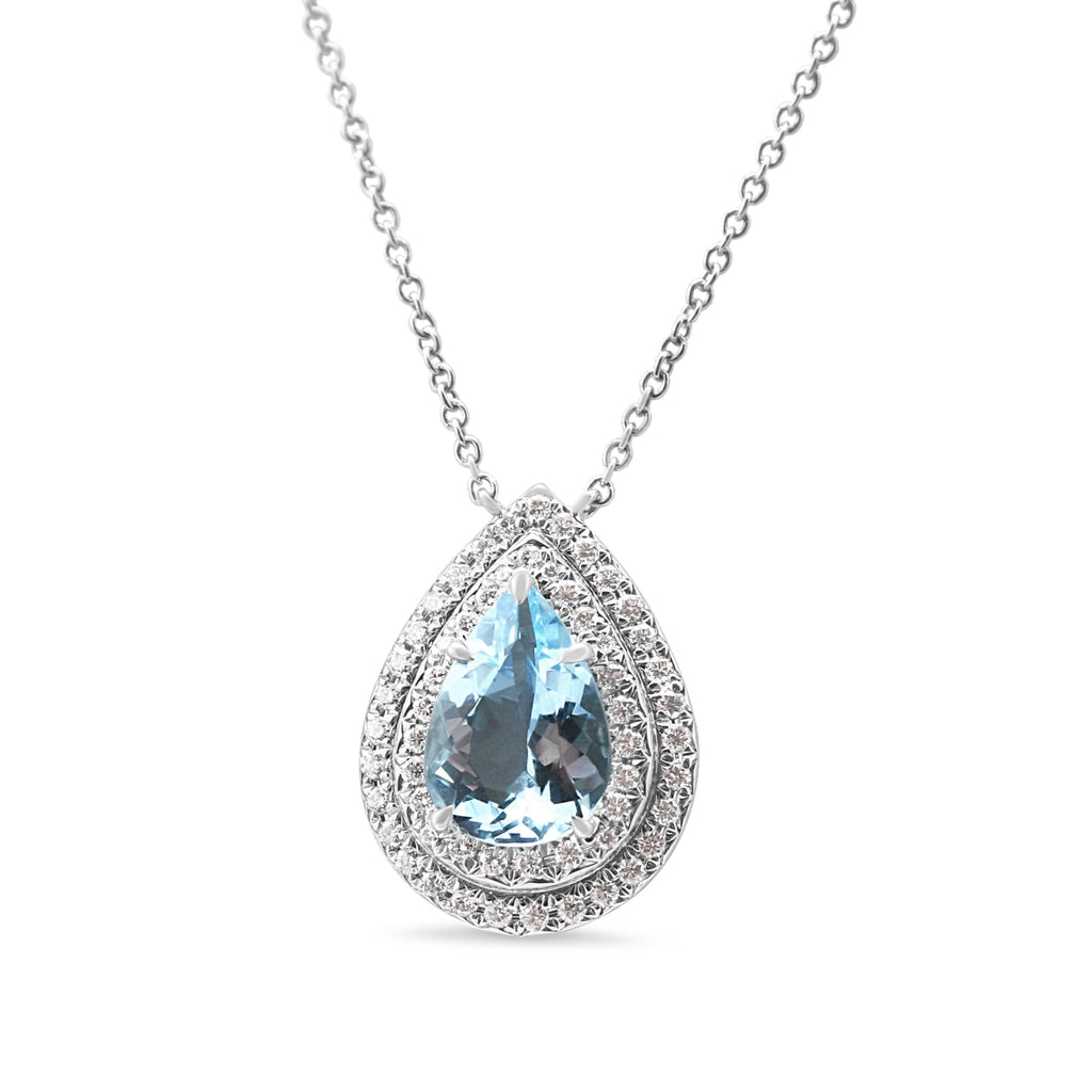 used Tiffany Soleste Aquamarine & Diamond Pendant On Necklace