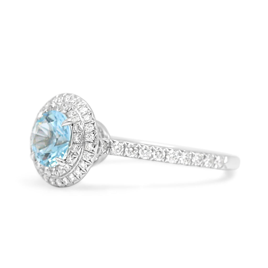 used Tiffany Soleste Aquamarine & Diamond Ring - Platinum