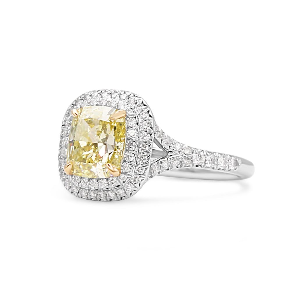 used Tiffany Soleste Cushion-Cut Yellow Diamond Halo Engagement Ring