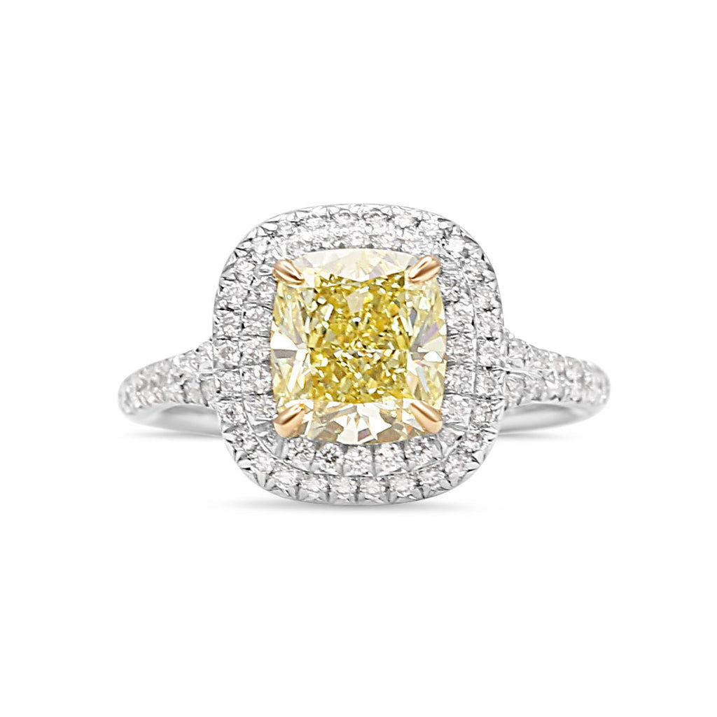 used Tiffany Soleste Cushion-Cut Yellow Diamond Halo Engagement Ring