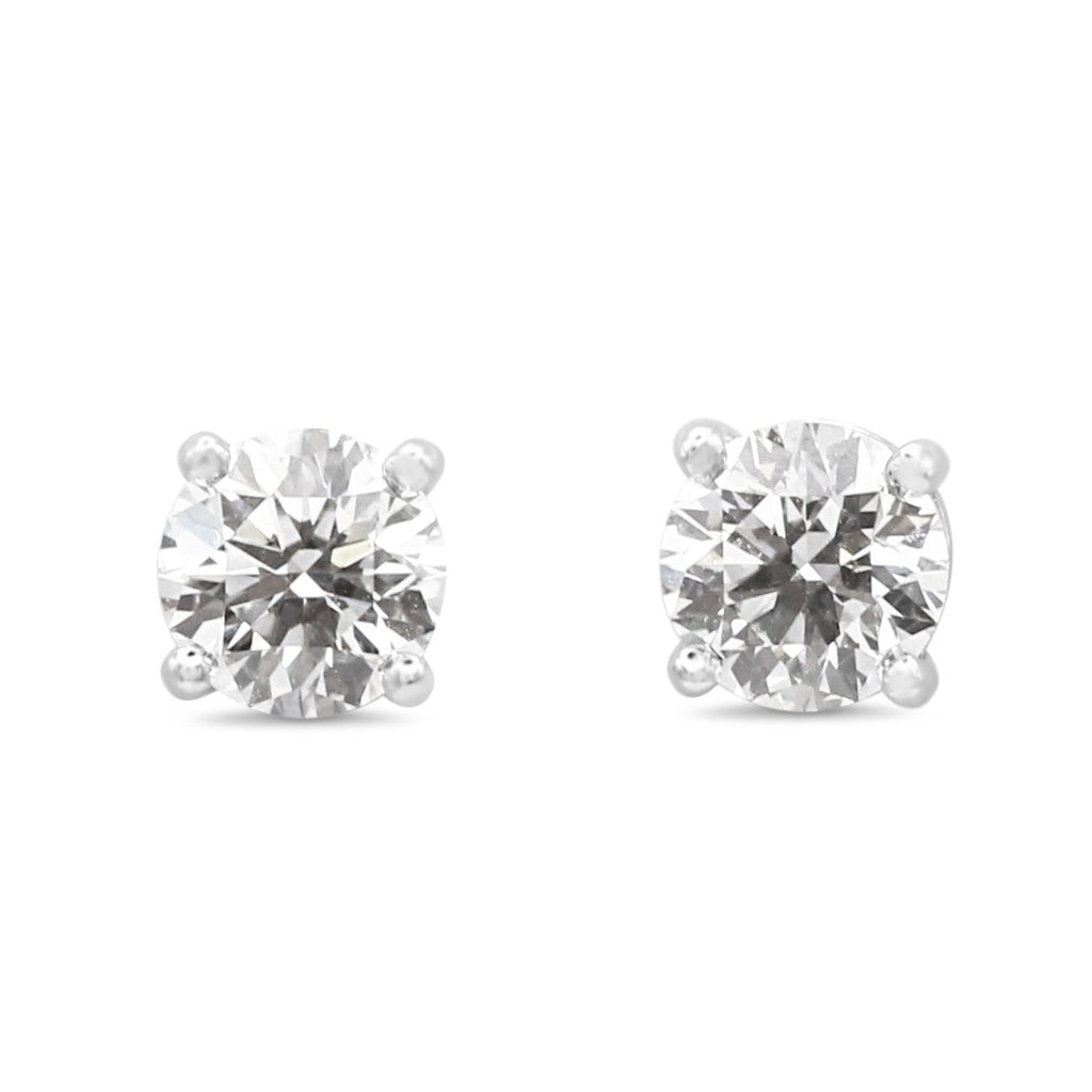 used Tiffany Solitaire Brilliant Cut Diamond Stud Earrings - Platinum