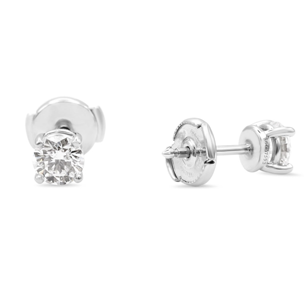 used Tiffany Solitaire Brilliant Cut Diamond Stud Earrings - Platinum