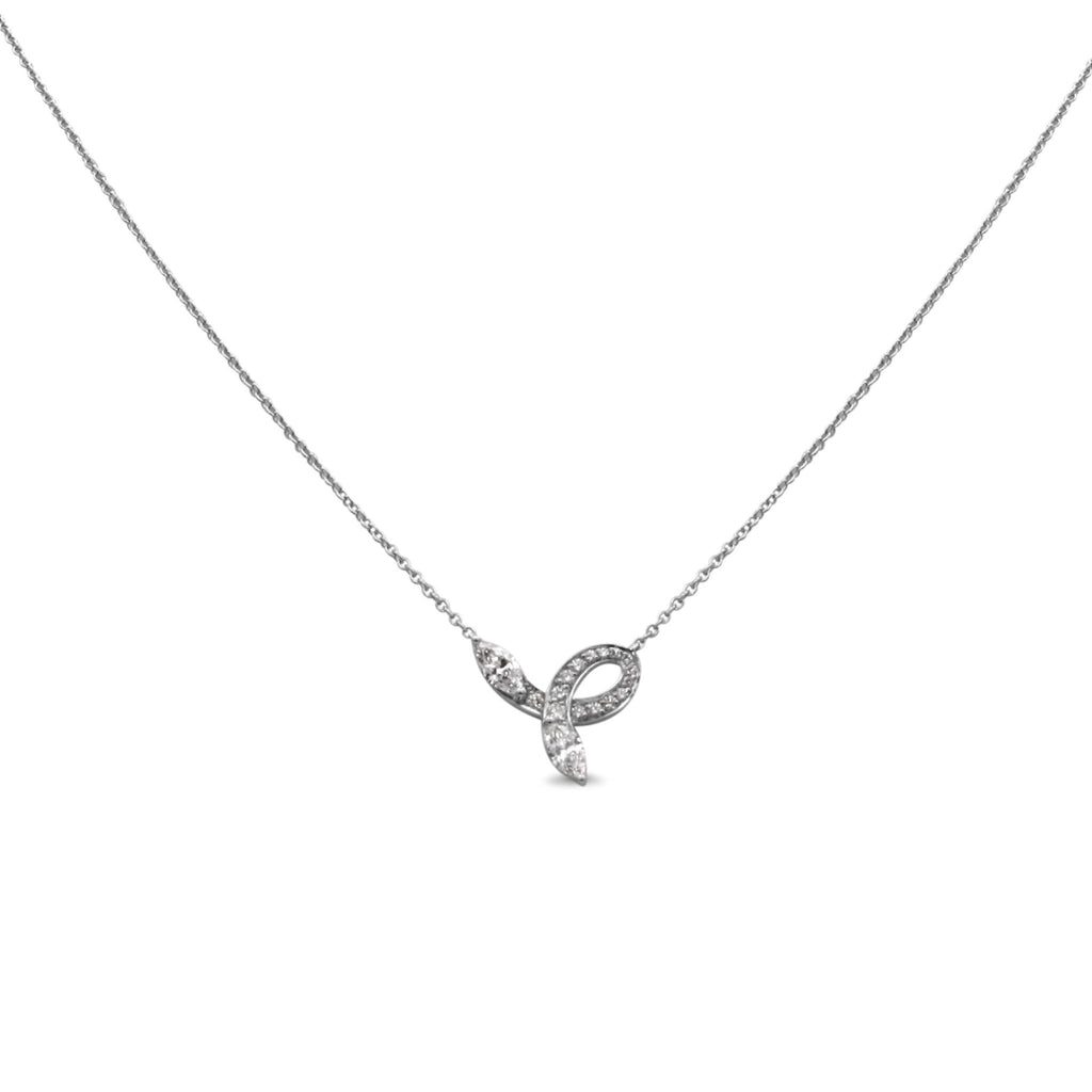 used Tiffany Victoria Bow Pendant Necklace - Platinum