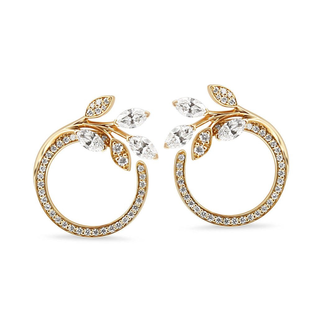 used Tiffany Victoria Diamond Vine Circle Earrings - Rose Gold