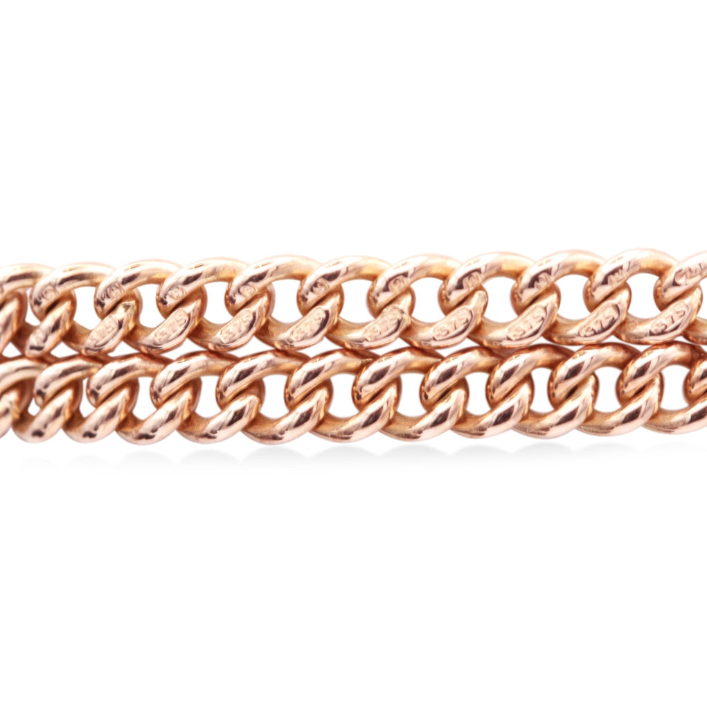 used Two Row Curb Link Bracelet - 9ct Rose Gold