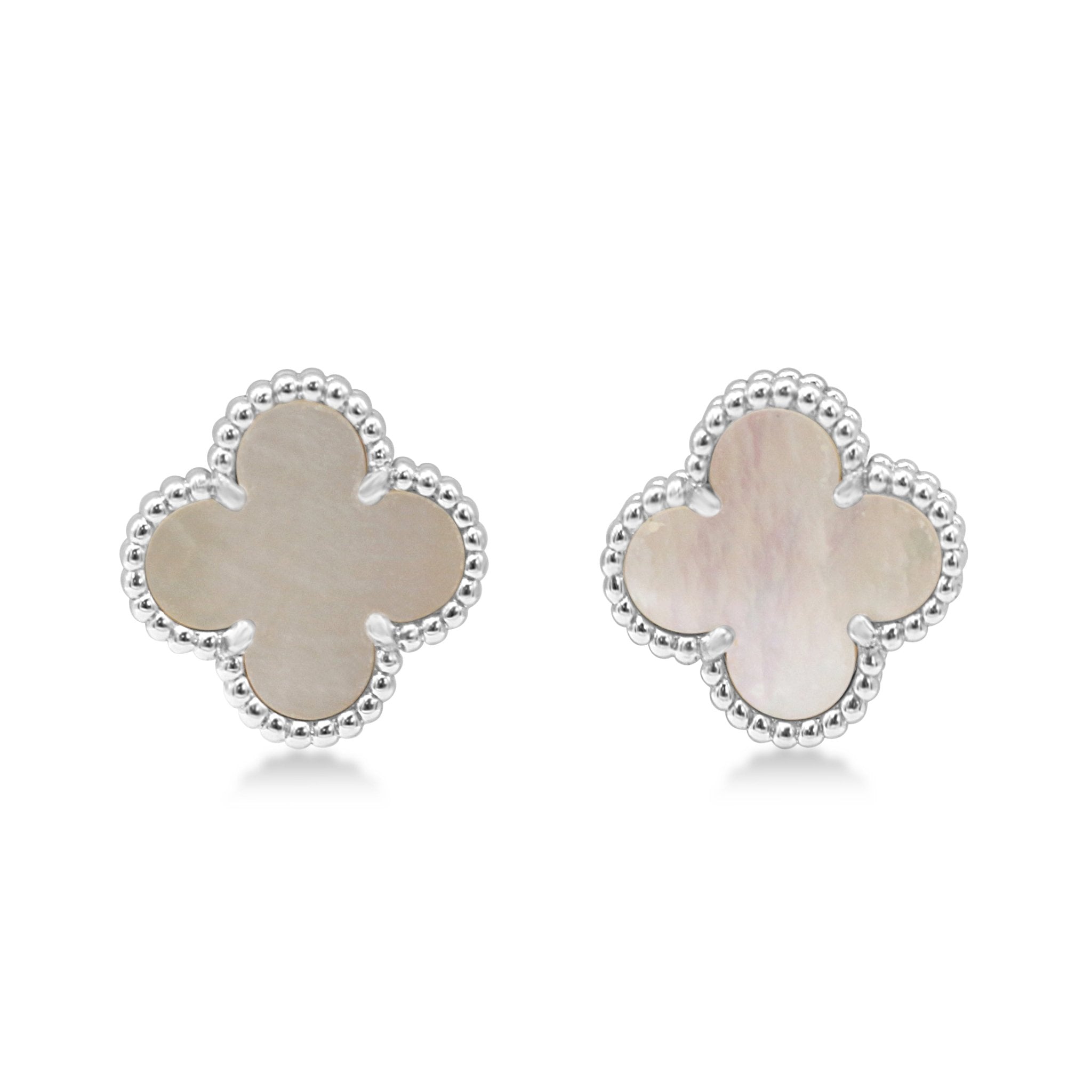 Van Cleef Arpels Vintage Alhambra Earrings 18ct White Gold MOP