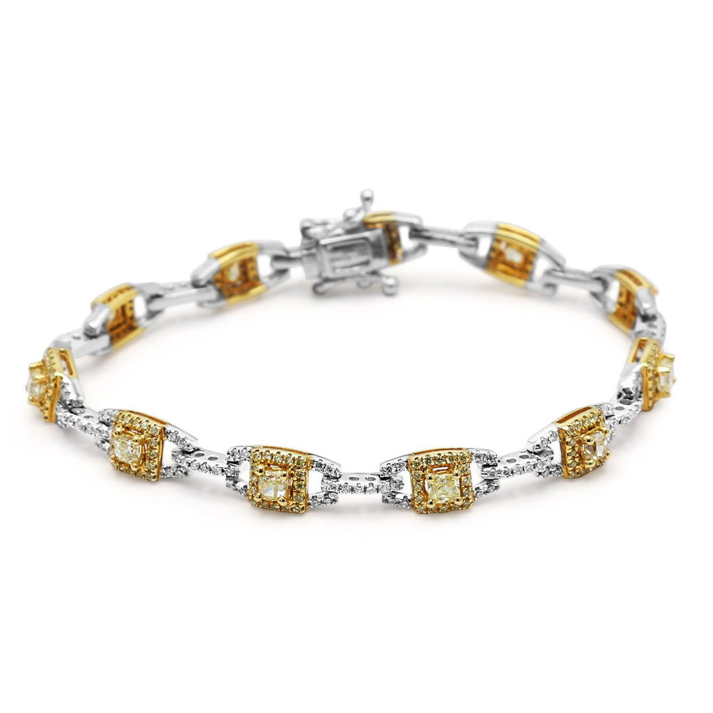 used Yellow & White Diamond Set Bracelet - 18ct Yellow and White Gold